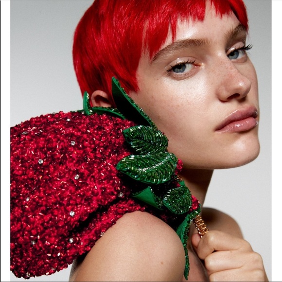 NWT Zara Strawberry Sequin Bag - Picture 3 of 17